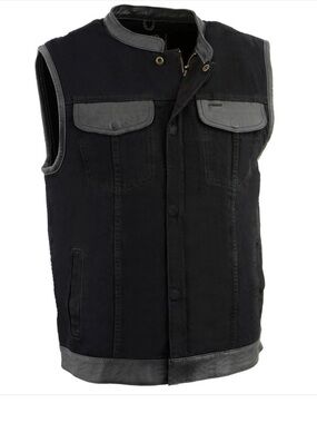 Milwaukee Leather Black Denim Club Style Biker Vest